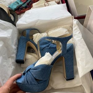 Authentic Jimmy Choo denim heels size 37 brand new, never worn